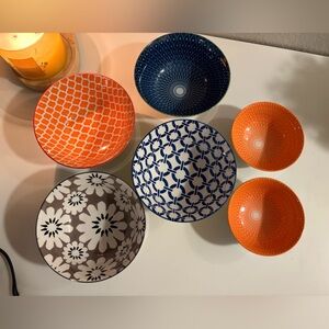 Set of Colorful Patterned Bowls